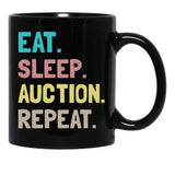 Eat Sleep Auction Repeat Black Coffee Mug, Gift Coffee Mug - Black