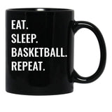 Eat Sleep Basketball Repeat Black Coffee Mug, Gift Coffee Mug - Black