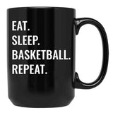 Eat Sleep Basketball Repeat Black Coffee Mug, Gift Coffee Mug - Black