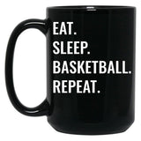 Eat Sleep Basketball Repeat Black Coffee Mug, Gift Coffee Mug