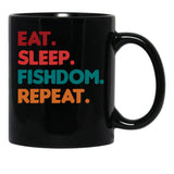 Eat Sleep Fishdom Repeat Black Coffee Mug, Gift Coffee Mug - Black