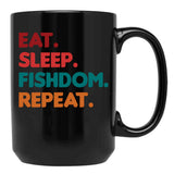 Eat Sleep Fishdom Repeat Black Coffee Mug, Gift Coffee Mug - Black