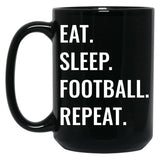 Eat Sleep Football Repeat Black Coffee Mug, Gift Coffee Mug
