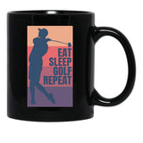 Eat Sleep Golf Repeat Black Coffee Mug, Gift Coffee Mug - Black