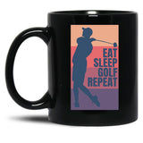 Eat Sleep Golf Repeat Black Coffee Mug, Gift Coffee Mug