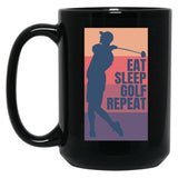 Eat Sleep Golf Repeat Black Coffee Mug, Gift Coffee Mug