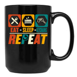 Eat Sleep Keychains Repeat - Funny Keyring Lover Black Coffee Mug, Gift Coffee Mug - Black