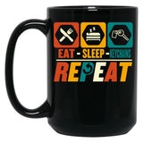 Eat Sleep Keychains Repeat - Funny Keyring Lover Black Coffee Mug, Gift Coffee Mug