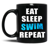 Eat Sleep Swim Repeat Black Coffee Mug, Gift Coffee Mug
