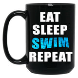 Eat Sleep Swim Repeat Black Coffee Mug, Gift Coffee Mug
