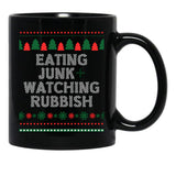 Eating Junk And Watching Rubbish Christmas Xmas Black Coffee Mug, Gift Coffee Mug - Black