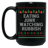 Eating Junk And Watching Rubbish Christmas Xmas Black Coffee Mug, Gift Coffee Mug