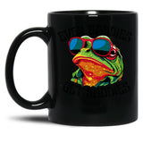 Even Baddies Get Saddies Funny Frog Cute Black Coffee Mug, Gift Coffee Mug