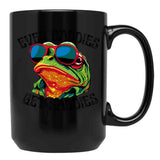 Even Baddies Get Saddies Funny Frog Cute Black Coffee Mug, Gift Coffee Mug - Black