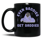 Even Baddies Get Saddies Funny Meme Black Coffee Mug, Gift Coffee Mug