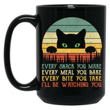 Every Snack You Make Cat Funny Cat Mom Cat Mama Cat Dad Black Coffee Mug, Gift Coffee Mug