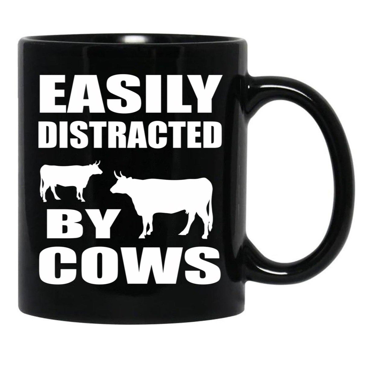 Farmer Cattle Cows Tshirts - Funny Cow Tshirt Easily Distracted By Cows Gift Idea Tshirt Black Coffee Mug, Gift Coffee Mug - Black