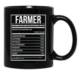Farmer Funny Farming Nutrition Label Black Coffee Mug, Gift Coffee Mug - Black