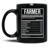 Farmer Funny Farming Nutrition Label Black Coffee Mug, Gift Coffee Mug