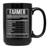 Farmer Funny Farming Nutrition Label Black Coffee Mug, Gift Coffee Mug - Black