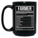 Farmer Funny Farming Nutrition Label Black Coffee Mug, Gift Coffee Mug