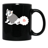 Farting Siberian Husky Puppy Black Coffee Mug, Gift Coffee Mug - Black