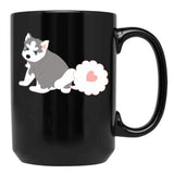 Farting Siberian Husky Puppy Black Coffee Mug, Gift Coffee Mug - Black