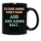 Father Versus Mom Black Coffee Mug, Gift Coffee Mug - Black