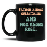 Father Versus Mom Black Coffee Mug, Gift Coffee Mug
