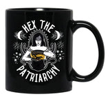 Feminist Witch Hex The Patriarchy Black Coffee Mug, Gift Coffee Mug - Black