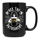 Feminist Witch Hex The Patriarchy Black Coffee Mug, Gift Coffee Mug - Black