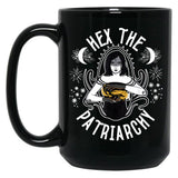 Feminist Witch Hex The Patriarchy Black Coffee Mug, Gift Coffee Mug