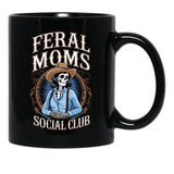 Feral Moms Social Club Black Coffee Mug, Gift Coffee Mug - Black