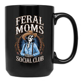 Feral Moms Social Club Black Coffee Mug, Gift Coffee Mug - Black