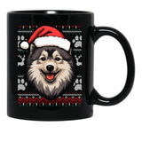 Finnish Lapphund Ugly Sweater Christmas Black Coffee Mug, Gift Coffee Mug - Black