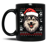 Finnish Lapphund Ugly Sweater Christmas Black Coffee Mug, Gift Coffee Mug