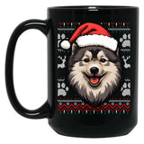 Finnish Lapphund Ugly Sweater Christmas Black Coffee Mug, Gift Coffee Mug