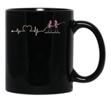 Firefighter Heartbeat Black Coffee Mug, Gift Coffee Mug - Black