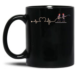 Firefighter Heartbeat Black Coffee Mug, Gift Coffee Mug
