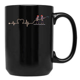 Firefighter Heartbeat Black Coffee Mug, Gift Coffee Mug - Black