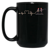 Firefighter Heartbeat Black Coffee Mug, Gift Coffee Mug