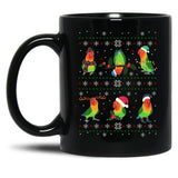 Fischer'S Lovebird Ugly Christmas Pattern Black Coffee Mug, Gift Coffee Mug