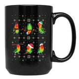 Fischer'S Lovebird Ugly Christmas Pattern Black Coffee Mug, Gift Coffee Mug - Black