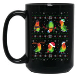 Fischer'S Lovebird Ugly Christmas Pattern Black Coffee Mug, Gift Coffee Mug