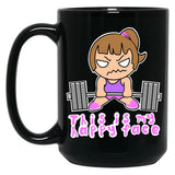 Fitness Funny Barbell Girl Black Coffee Mug, Gift Coffee Mug