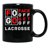 Fogo Face Off Get Off Lacrosse Design Black Coffee Mug, Gift Coffee Mug - Black