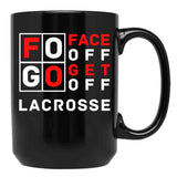 Fogo Face Off Get Off Lacrosse Design Black Coffee Mug, Gift Coffee Mug - Black