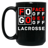 Fogo Face Off Get Off Lacrosse Design Black Coffee Mug, Gift Coffee Mug
