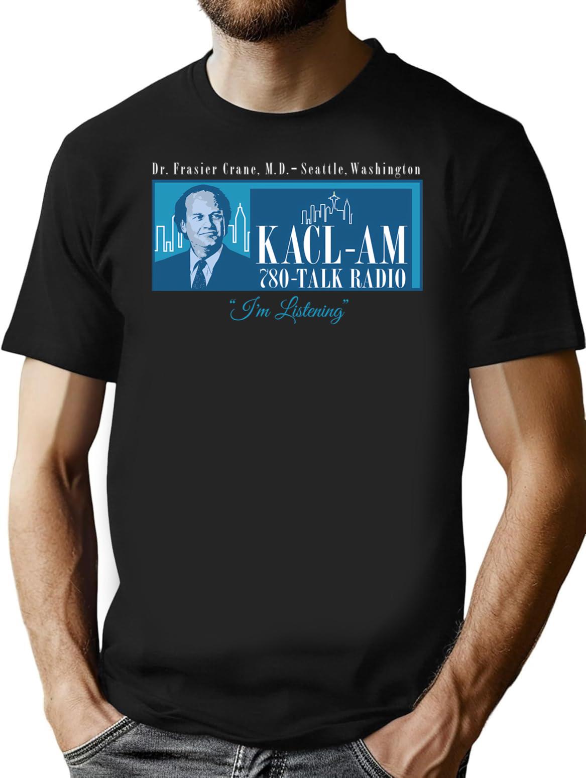 Frasier Crane Kacl Radio Station T-Shirt for Men & Women, T-Shirts Graphic Tee - Black