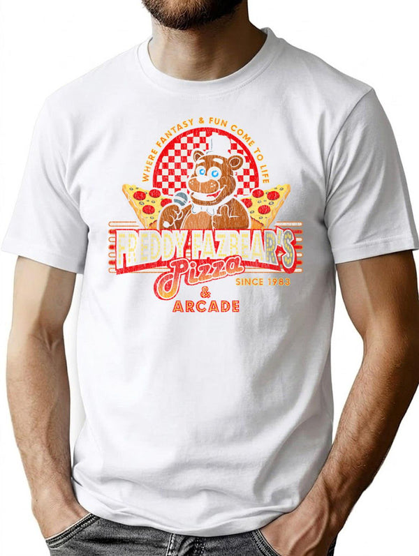 Freddy Fazbear'S Pizza Since 1983 Worn Out T-Shirt for Men & Women, T-Shirts Graphic Tee - White